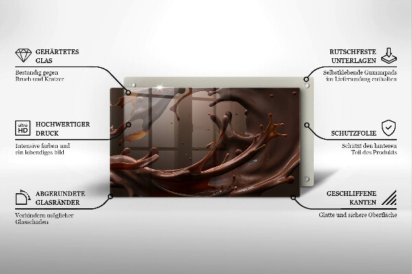 Tocător din sticlă Ciocolata lichida