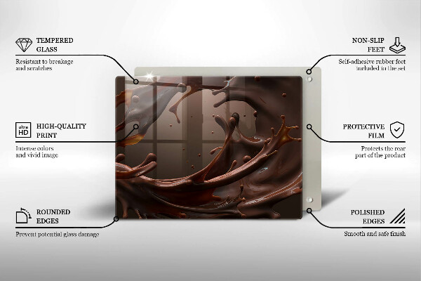 Tocător din sticlă Ciocolata lichida