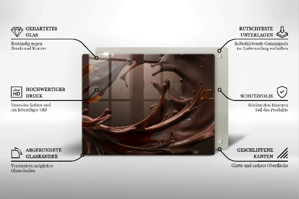 Tocător din sticlă Ciocolata lichida