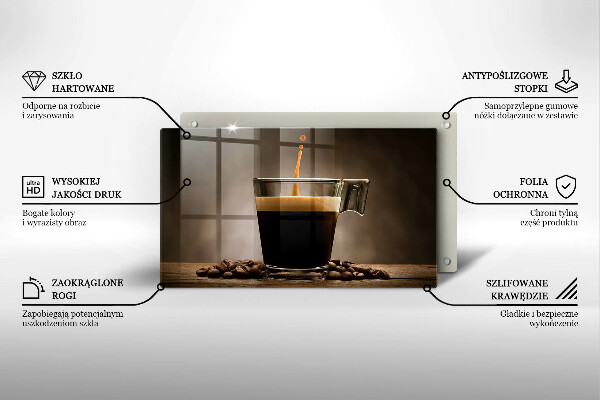 Tocător din sticlă Sticlă și boabe de cafea