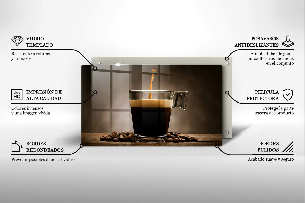 Tocător din sticlă Sticlă și boabe de cafea