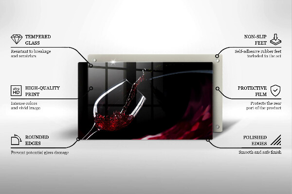 Tocător din sticlă Un pahar de vin roșu