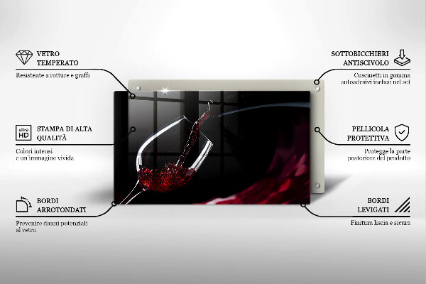 Tocător din sticlă Un pahar de vin roșu