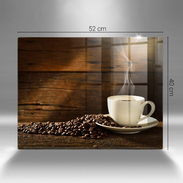 Tocător din sticlă Cana de cafea din lemn