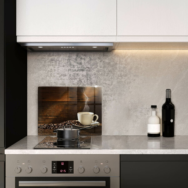 Tocător din sticlă Cana de cafea din lemn