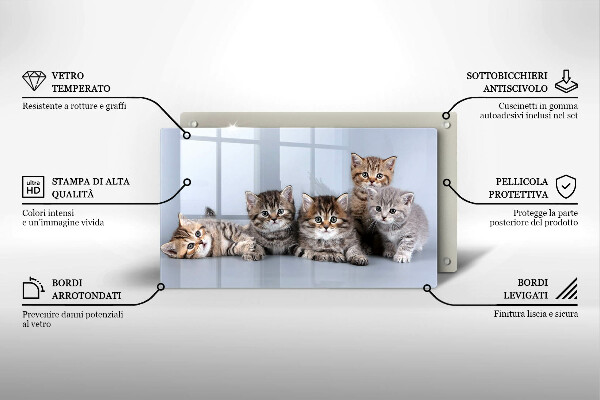 Tocător din sticlă Pisicuțe dulci