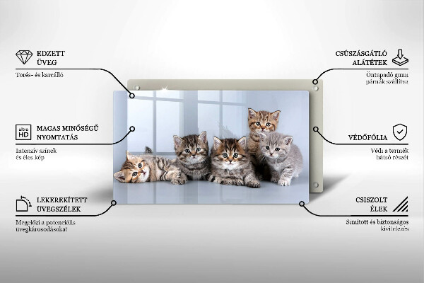 Tocător din sticlă Pisicuțe dulci