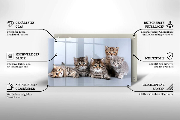 Tocător din sticlă Pisicuțe dulci