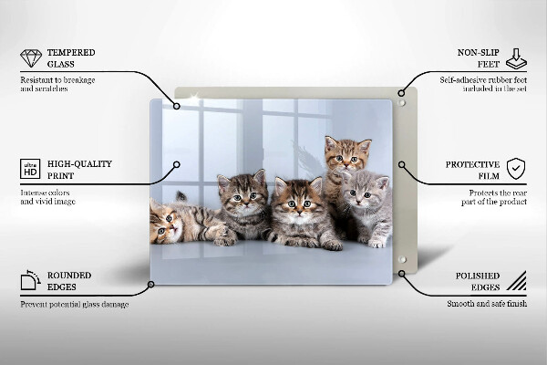 Tocător din sticlă Pisicuțe dulci