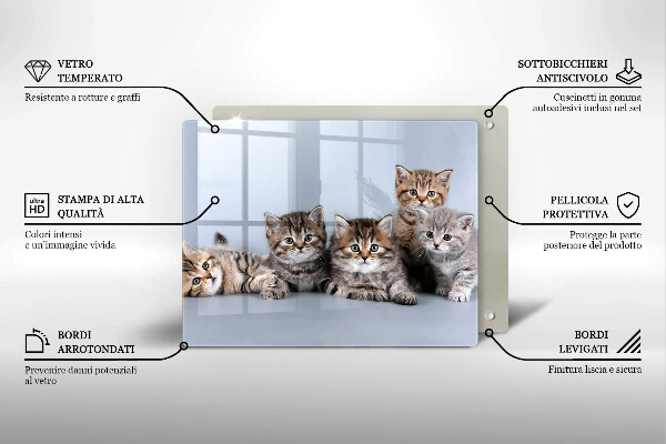 Tocător din sticlă Pisicuțe dulci