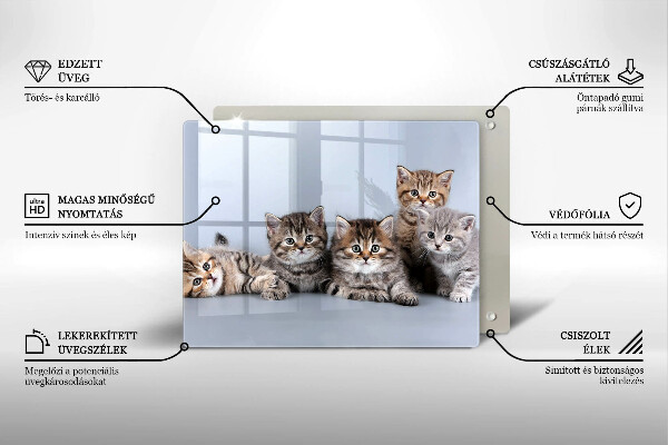 Tocător din sticlă Pisicuțe dulci