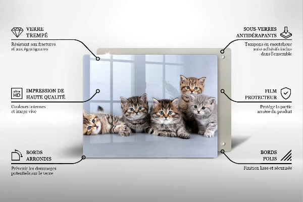 Tocător din sticlă Pisicuțe dulci