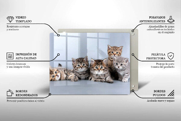 Tocător din sticlă Pisicuțe dulci
