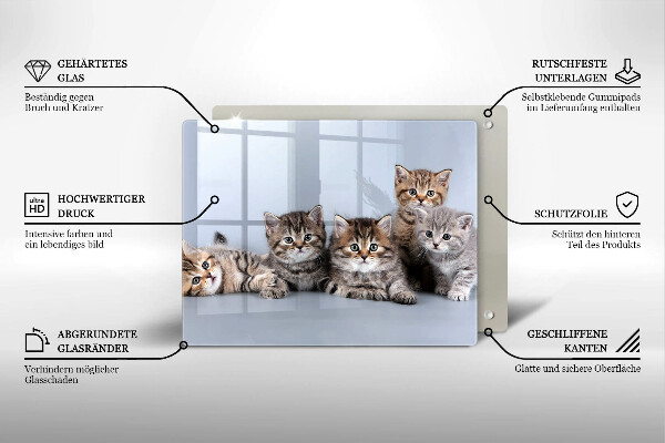 Tocător din sticlă Pisicuțe dulci