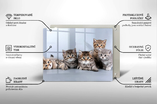 Tocător din sticlă Pisicuțe dulci