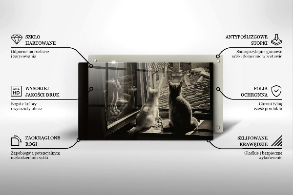 Tocător din sticlă Orașul pisicilor și fereastra