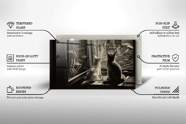 Tocător din sticlă Orașul pisicilor și fereastra