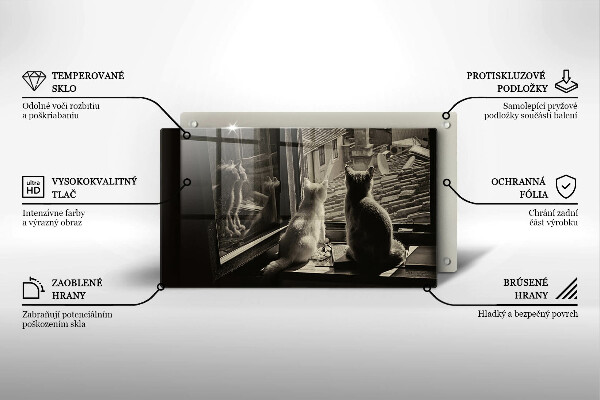 Tocător din sticlă Orașul pisicilor și fereastra