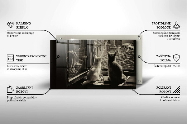 Tocător din sticlă Orașul pisicilor și fereastra