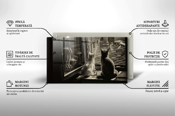 Tocător din sticlă Orașul pisicilor și fereastra