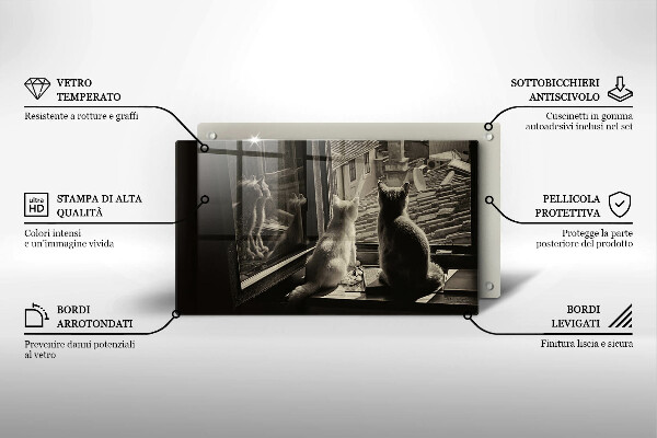 Tocător din sticlă Orașul pisicilor și fereastra