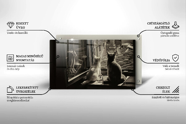 Tocător din sticlă Orașul pisicilor și fereastra