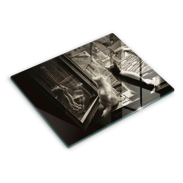 Tocător din sticlă Orașul pisicilor și fereastra