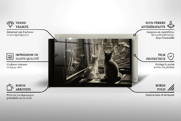 Tocător din sticlă Orașul pisicilor și fereastra