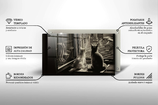 Tocător din sticlă Orașul pisicilor și fereastra