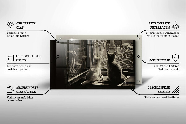 Tocător din sticlă Orașul pisicilor și fereastra
