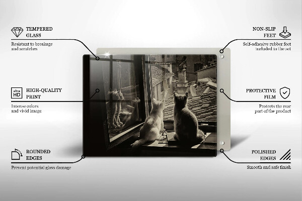 Tocător din sticlă Orașul pisicilor și fereastra