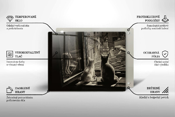 Tocător din sticlă Orașul pisicilor și fereastra