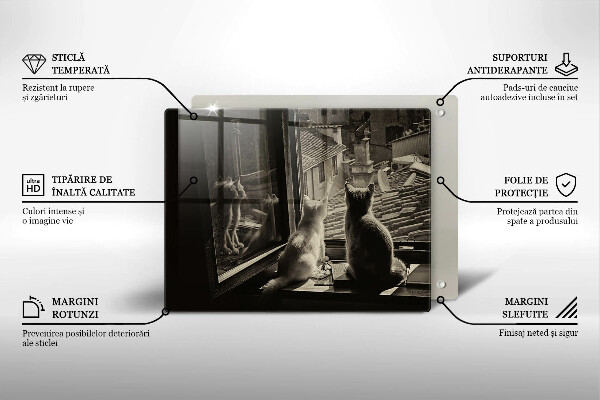 Tocător din sticlă Orașul pisicilor și fereastra