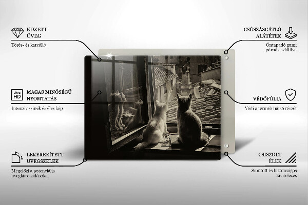 Tocător din sticlă Orașul pisicilor și fereastra