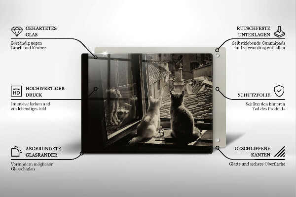 Tocător din sticlă Orașul pisicilor și fereastra