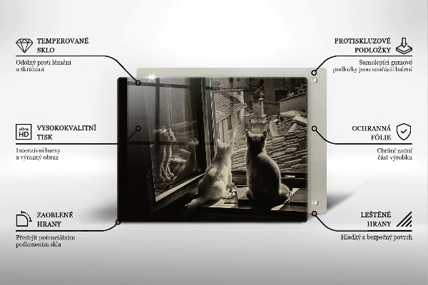 Tocător din sticlă Orașul pisicilor și fereastra