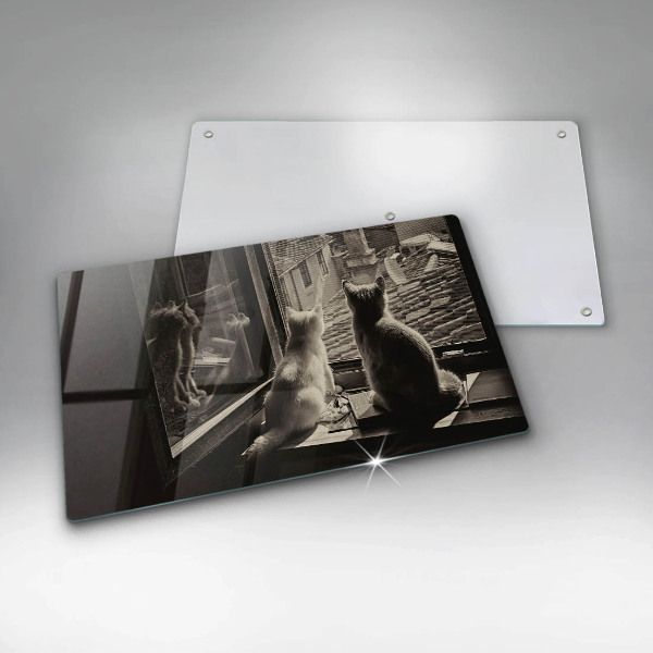 Tocător din sticlă Orașul pisicilor și fereastra