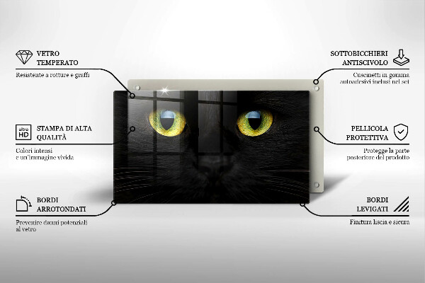 Tocător din sticlă Ochi de pisică de animale