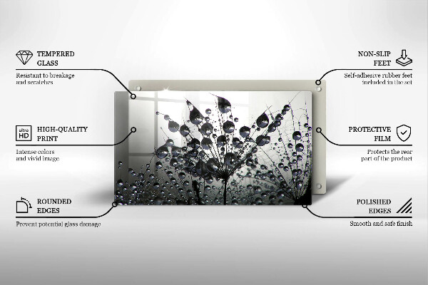 Tocător din sticlă Păpădie și rouă