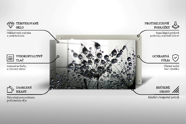 Tocător din sticlă Păpădie și rouă