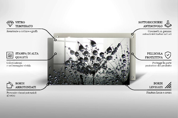 Tocător din sticlă Păpădie și rouă