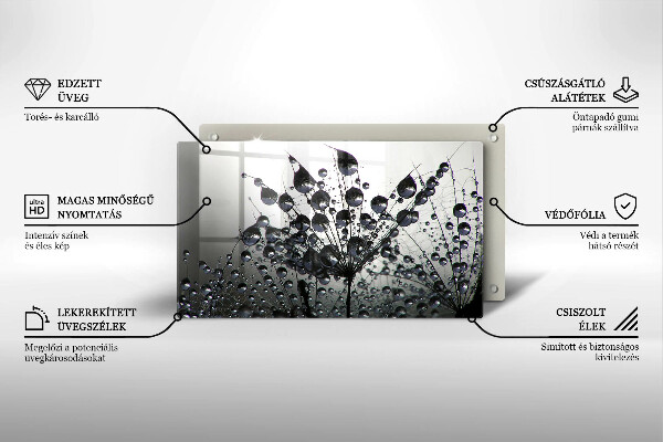 Tocător din sticlă Păpădie și rouă