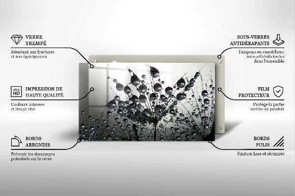 Tocător din sticlă Păpădie și rouă