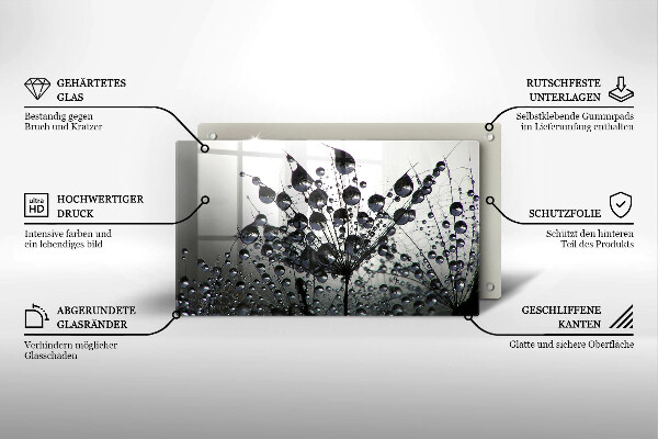 Tocător din sticlă Păpădie și rouă