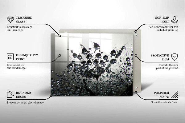 Tocător din sticlă Păpădie și rouă