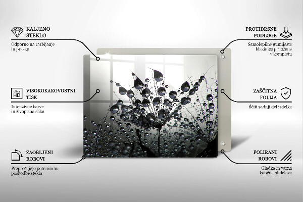 Tocător din sticlă Păpădie și rouă