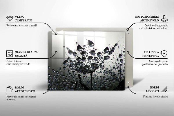 Tocător din sticlă Păpădie și rouă