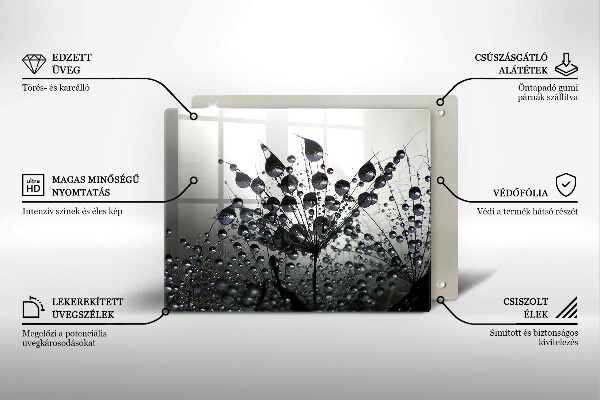 Tocător din sticlă Păpădie și rouă