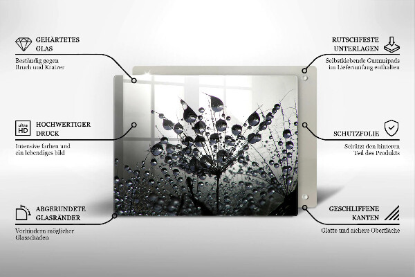 Tocător din sticlă Păpădie și rouă