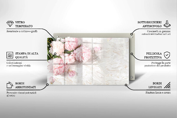 Tocător din sticlă Flori delicate de trandafiri